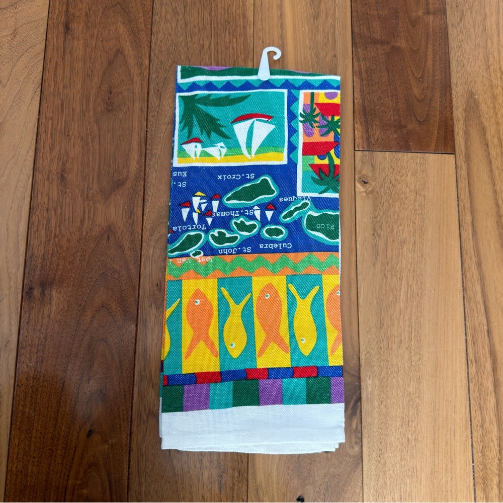 Vintage Linen Tea Towel Caribbean Island Towel. New, Read condition